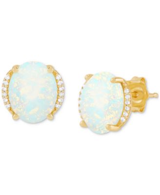 Opal (2 ct. t.w.) & Diamond Accent Stud Earrings in 14k Gold