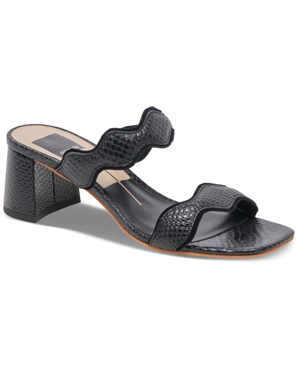 Shop Dolce Vita Women's Ilva Wavy Banded Mid-heel Dress Sandals In Onyx Embossd