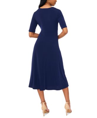 Women's Short-Sleeve Button-Front Midi Dress