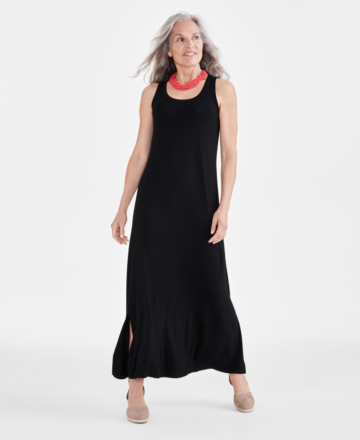 Shop Style & Co Women's Sleeveless Knit Maxi Dress, Created For Macy's In Deep Black