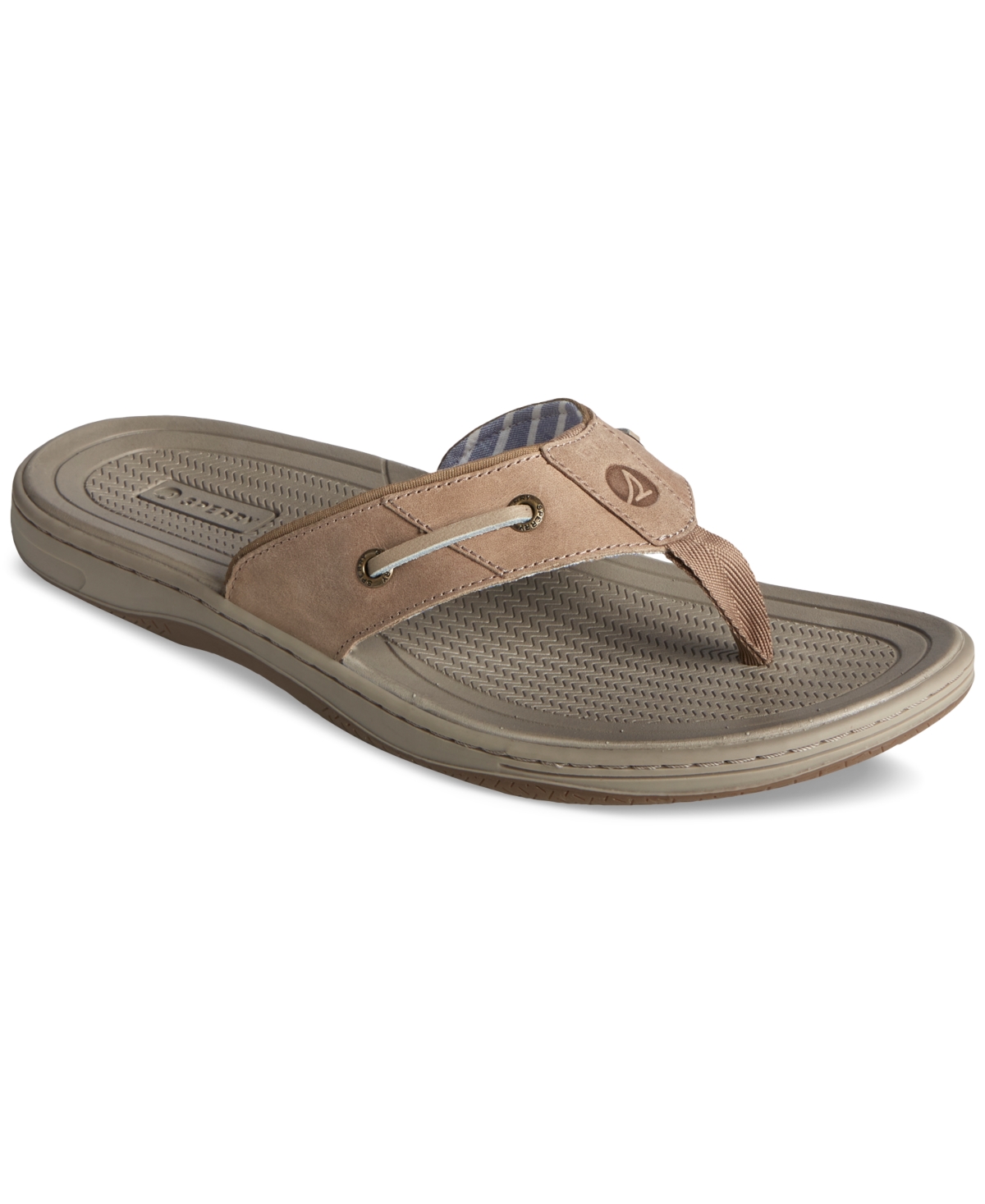Shop Sperry Men's Baitfish Thong Leather Sandals In Taupe