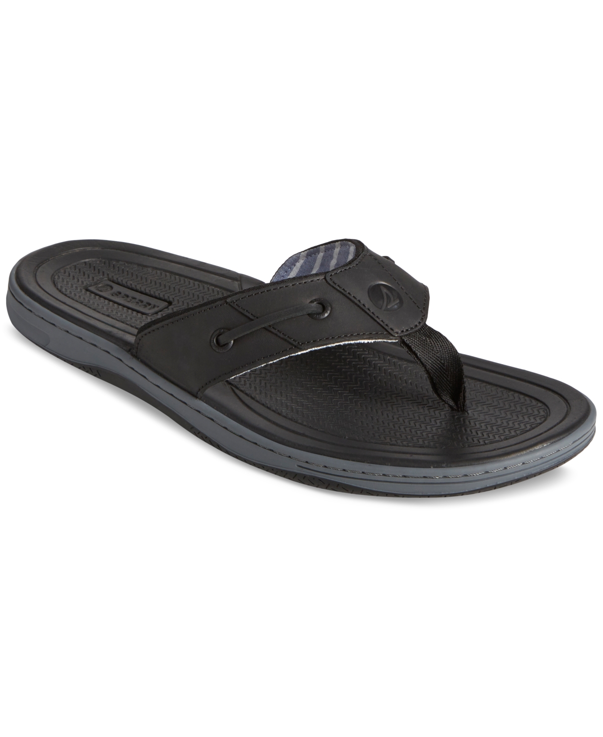 Shop Sperry Men's Baitfish Thong Leather Sandals In Black