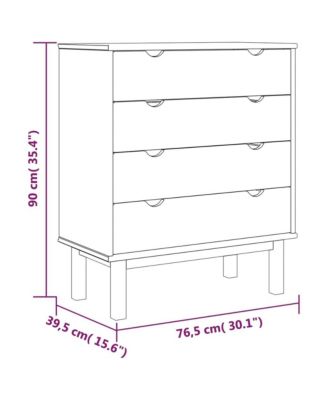 Drawer Cabinet Brown and White Solid Pine Wood Medium Cabinet