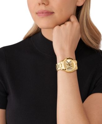 Women's Slim Runway Three-Hand Gold-Tone Stainless Steel Watch 42mm