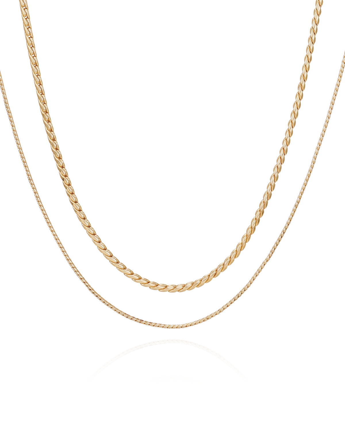 Gold-Tone Tri-Layered Chain Necklace - Gold