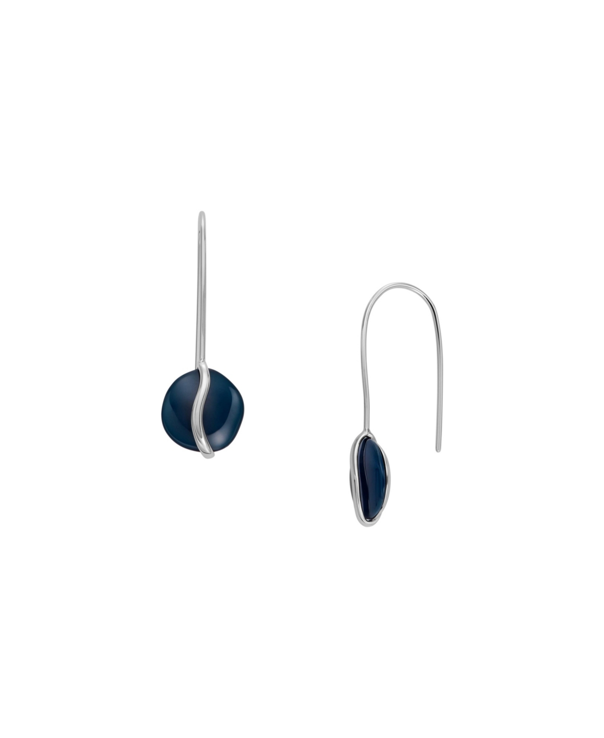 Women's Sofie Sea Glass Blue Organic-Shaped Pull-Through Earrings, SKJ1812040 - Silver
