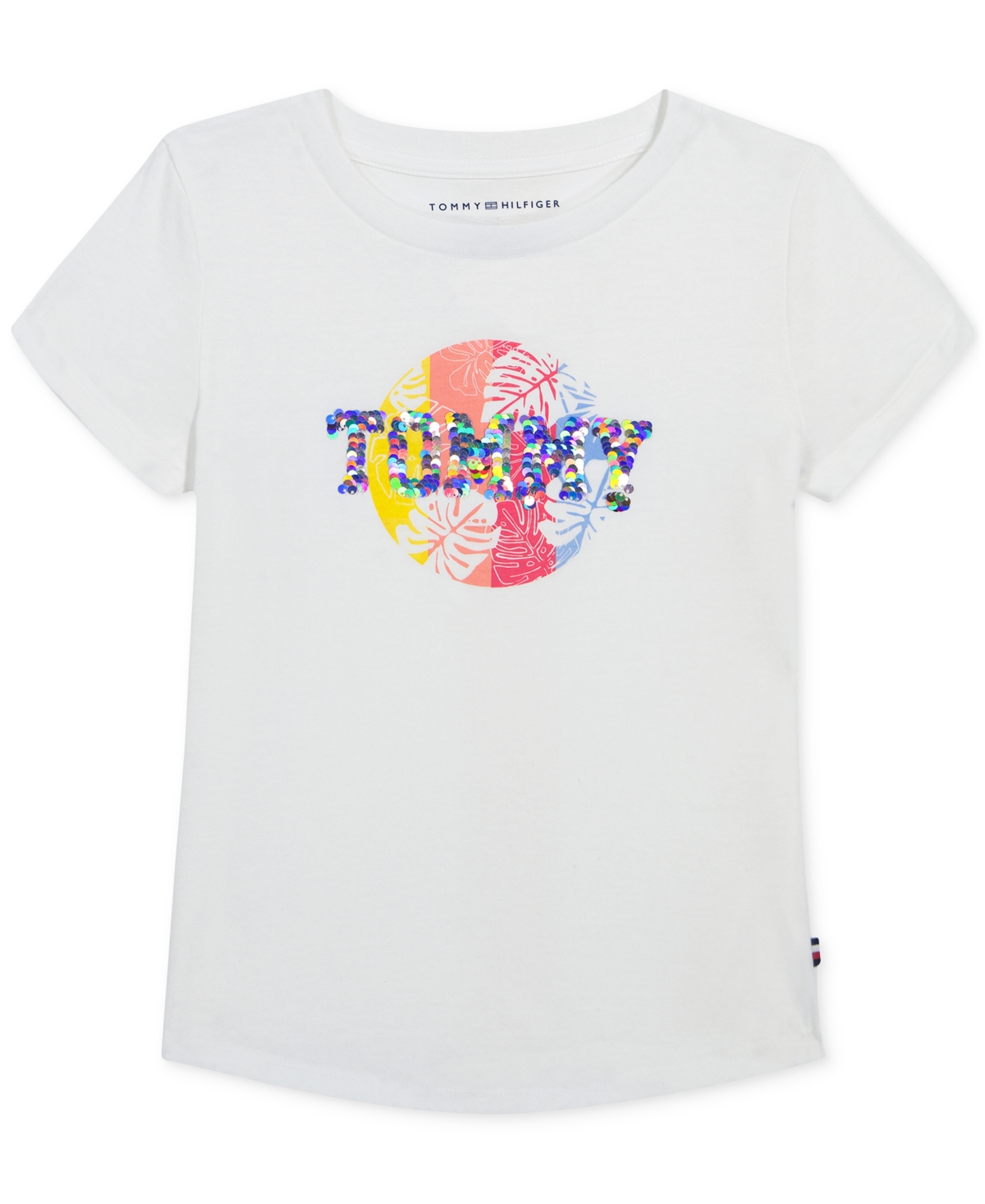 Tommy Hilfiger Big Girls Surf Flip Sequinned Logo Graphic T-Shirt