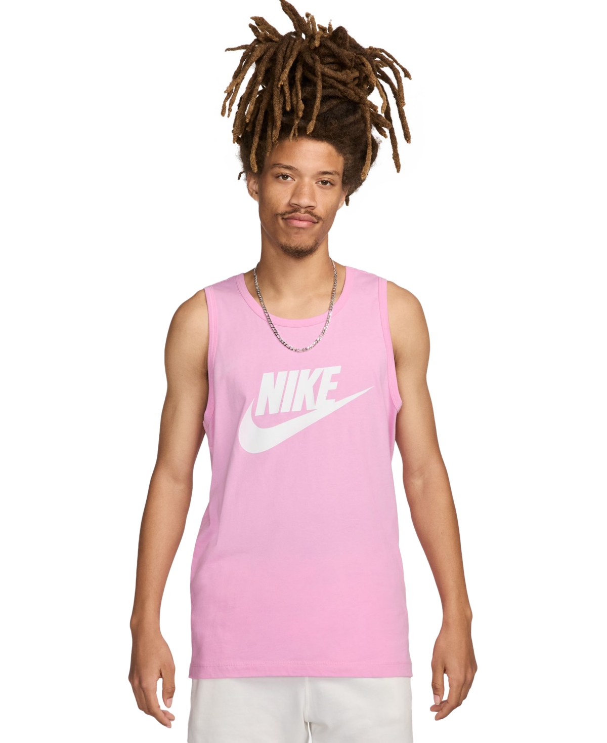 Shop Nike Men's Sportswear Logo Tank Top In Pink Rise