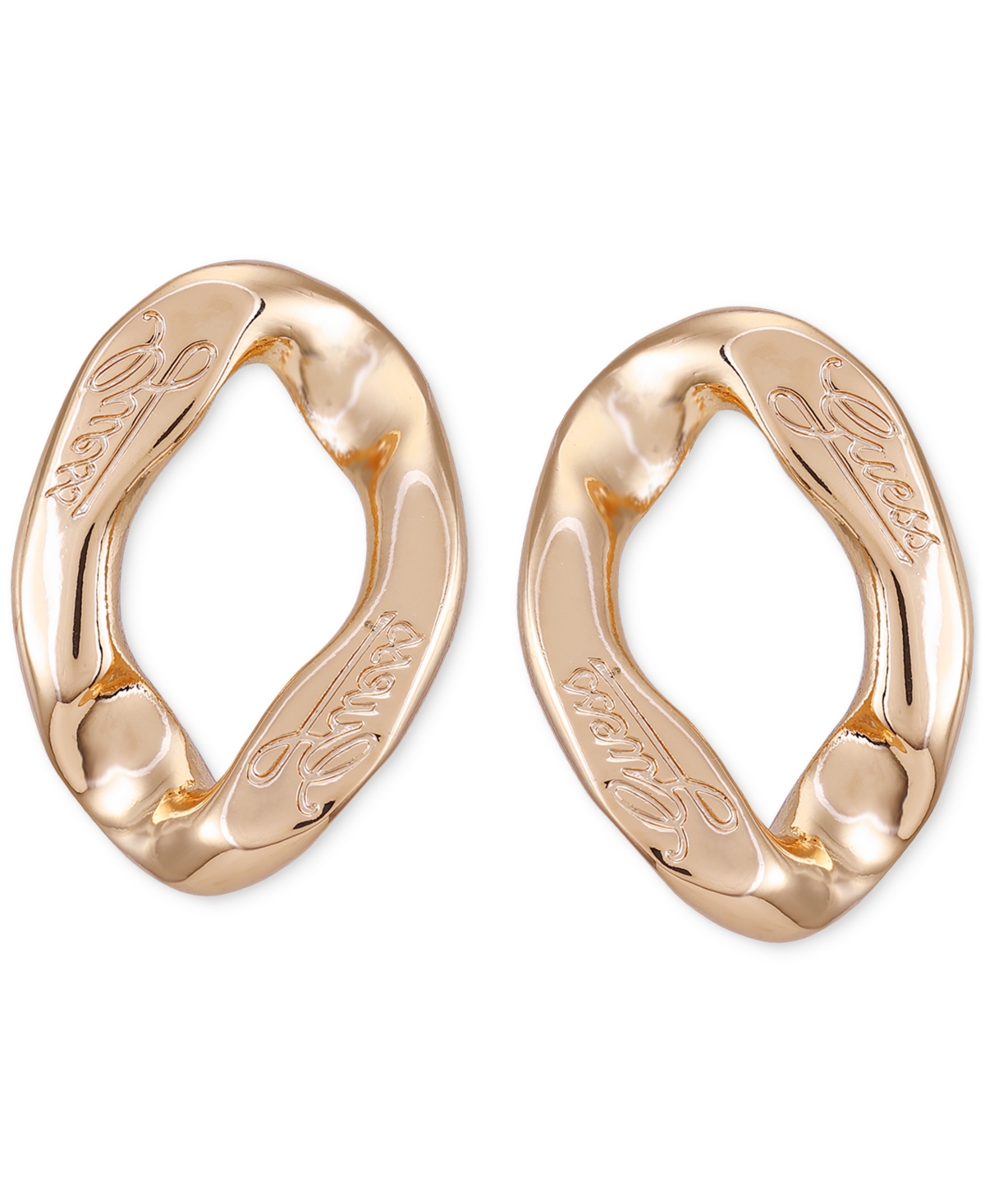 Gold-Tone Logo-Detail Curb Chain Link Drop Earrings - Gold