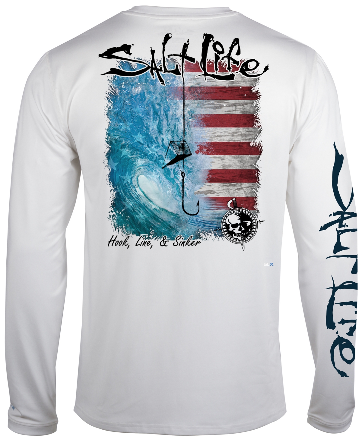 Men's Hook Line Sinker Salute Graphic Long-Sleeve Performance T-Shirt - White