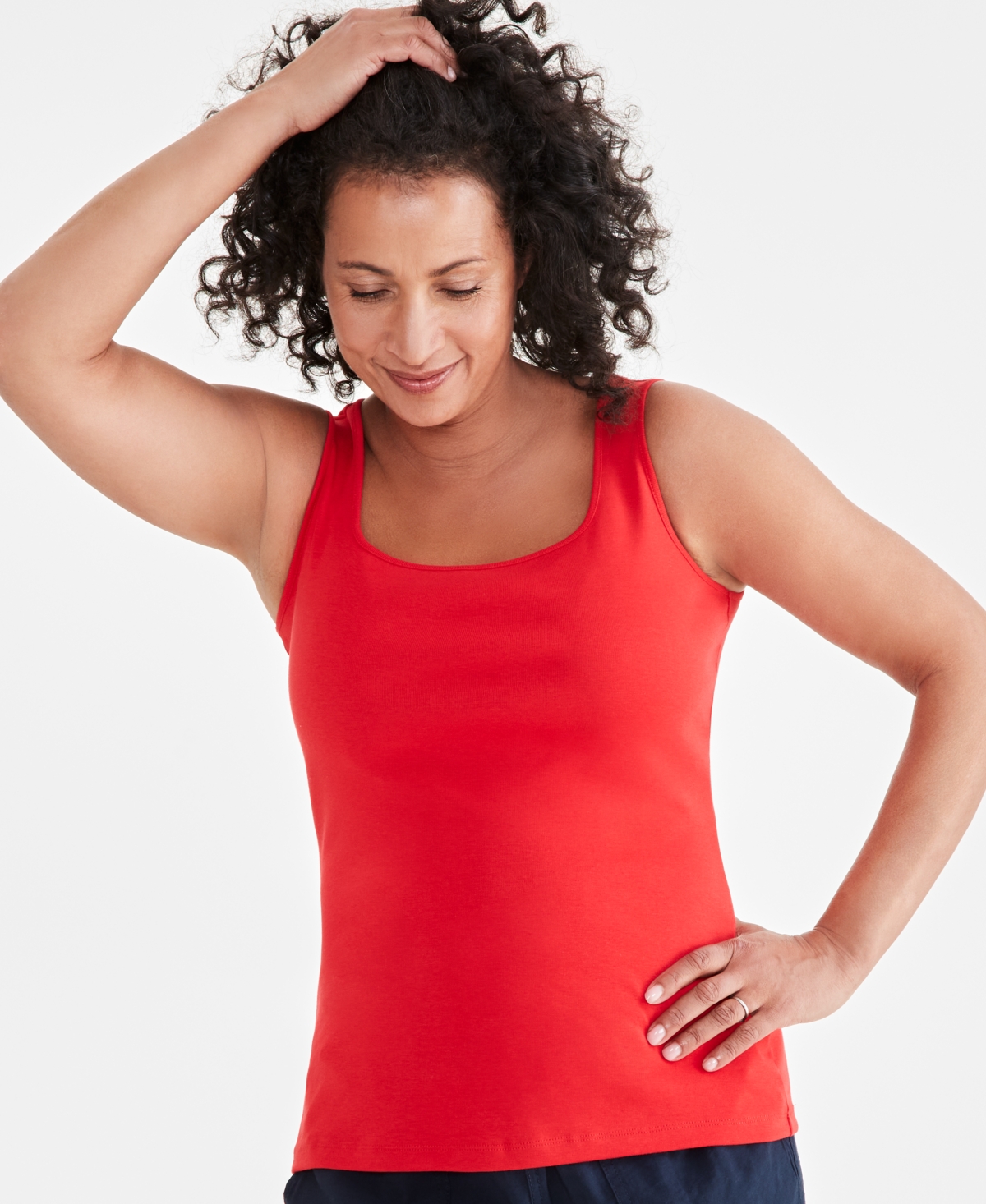 Shop Style & Co Women's Cotton Square-neck Tank Top, Created For Macy's In Gumball Red