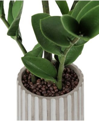 20" Indoor Artificial Zz Plant with Decorative Grey Cement Pot