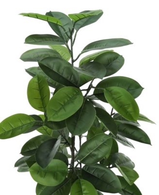 52" Indoor Artificial Floor Rubber Tree with Black Pot