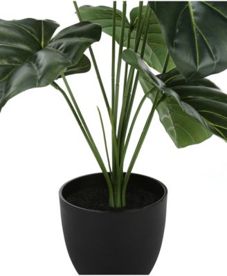 24" Indoor Artificial Alocasia Plant with Decorative Black Pot