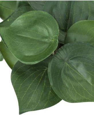 8" Indoor Artificial Alocasia Plants with Decorative White Cement Pots, Set Of 2