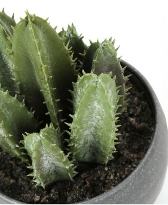 6" Indoor Artificial Succulent Plants with Decorative Grey Cement Pots, Set Of 3