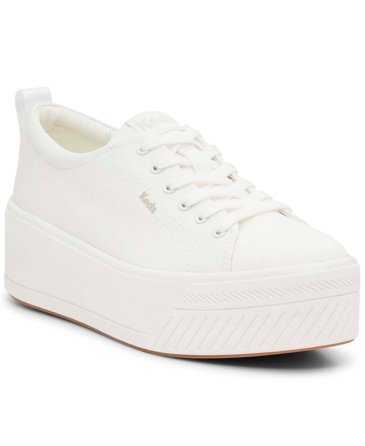 Women's Skyler Canvas Lace-Up Platform Casual Sneakers from Finish Line - White