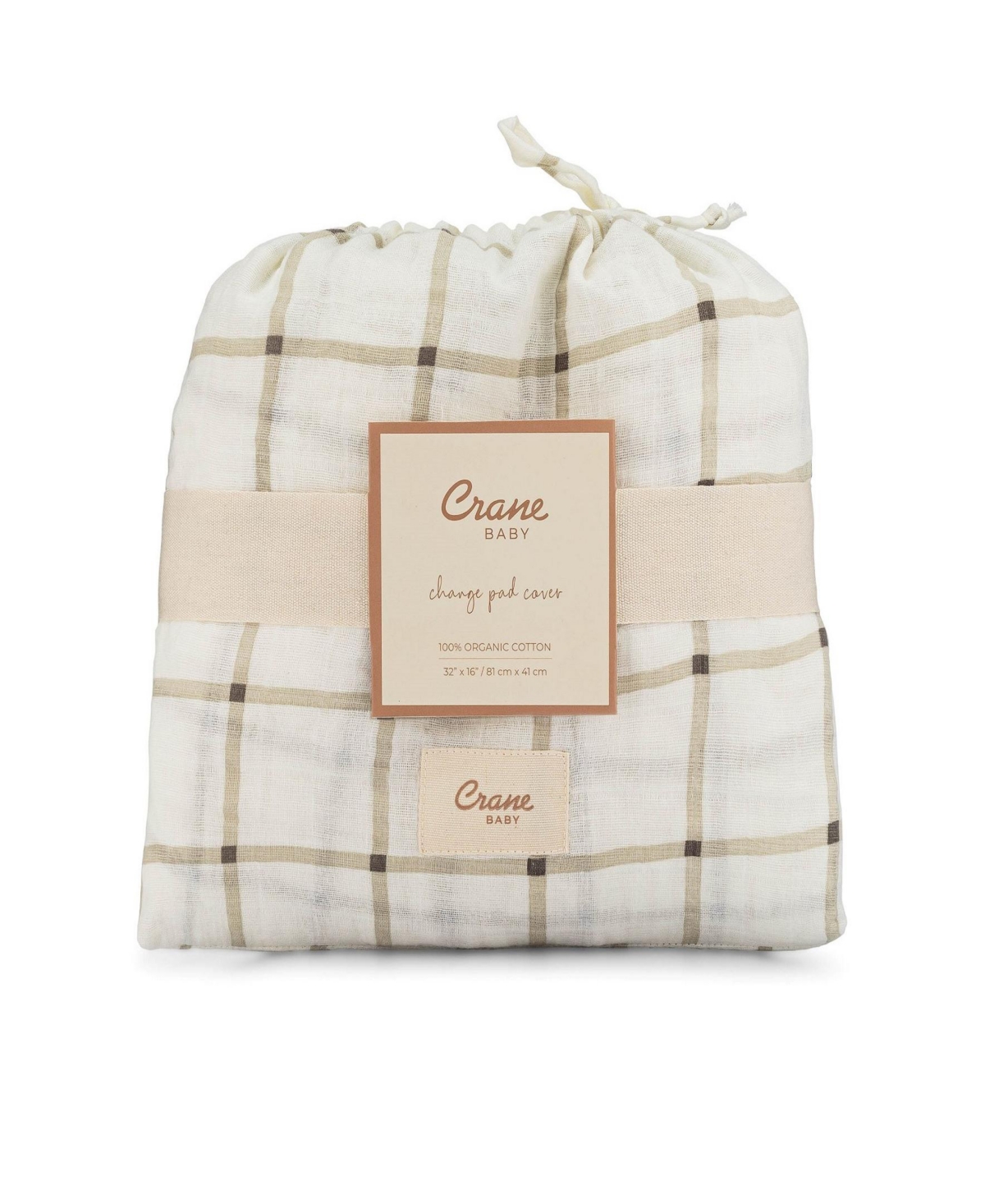 Crane Baby Cotton Check Change Pad Cover In White