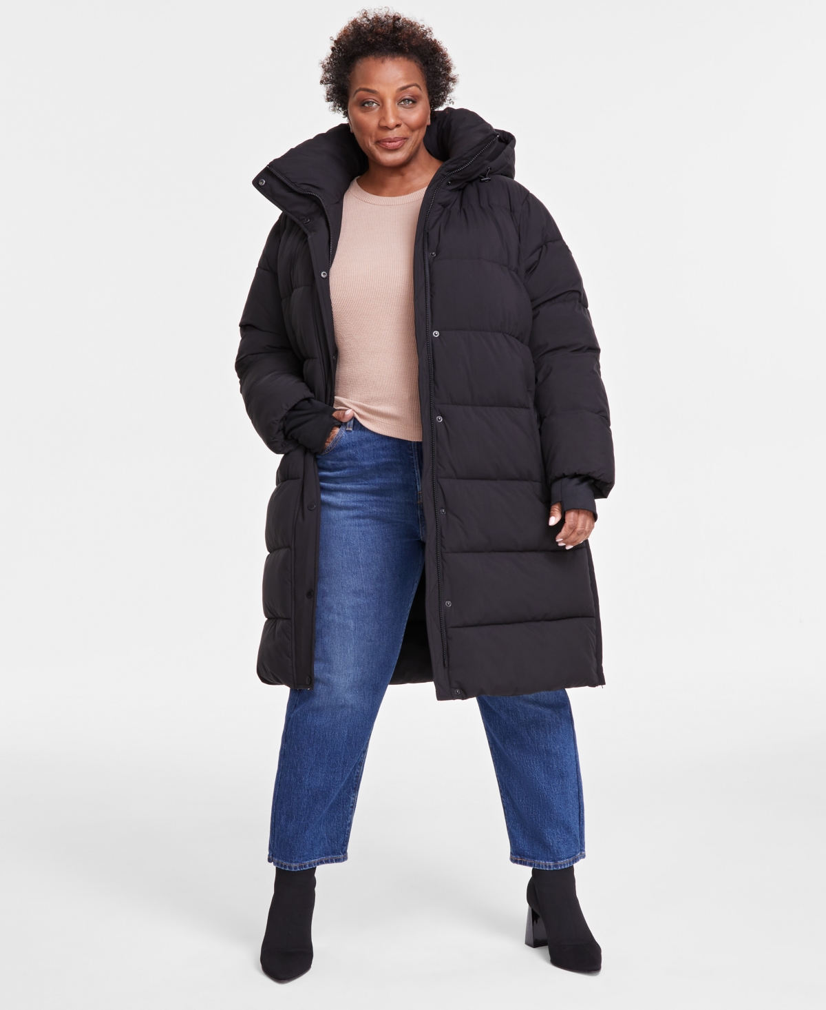 Bcbgmaxazria Plus Size Hooded Pillow-Collar Puffer Coat