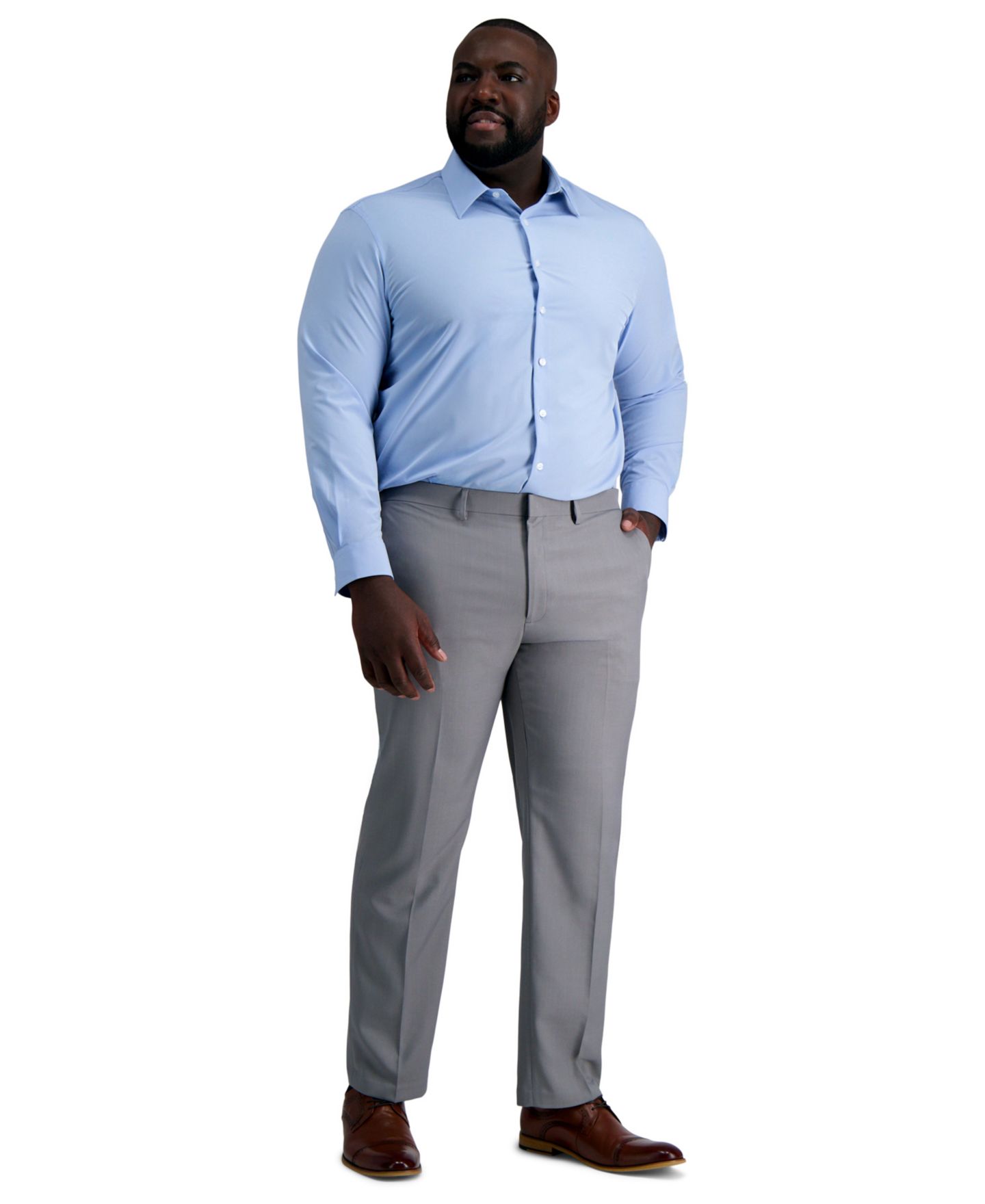 Мужская рубашка Haggar Big & Tall Smart Wash® Classic Fit Dress Shirt, цвет: Чёрный — фото 9