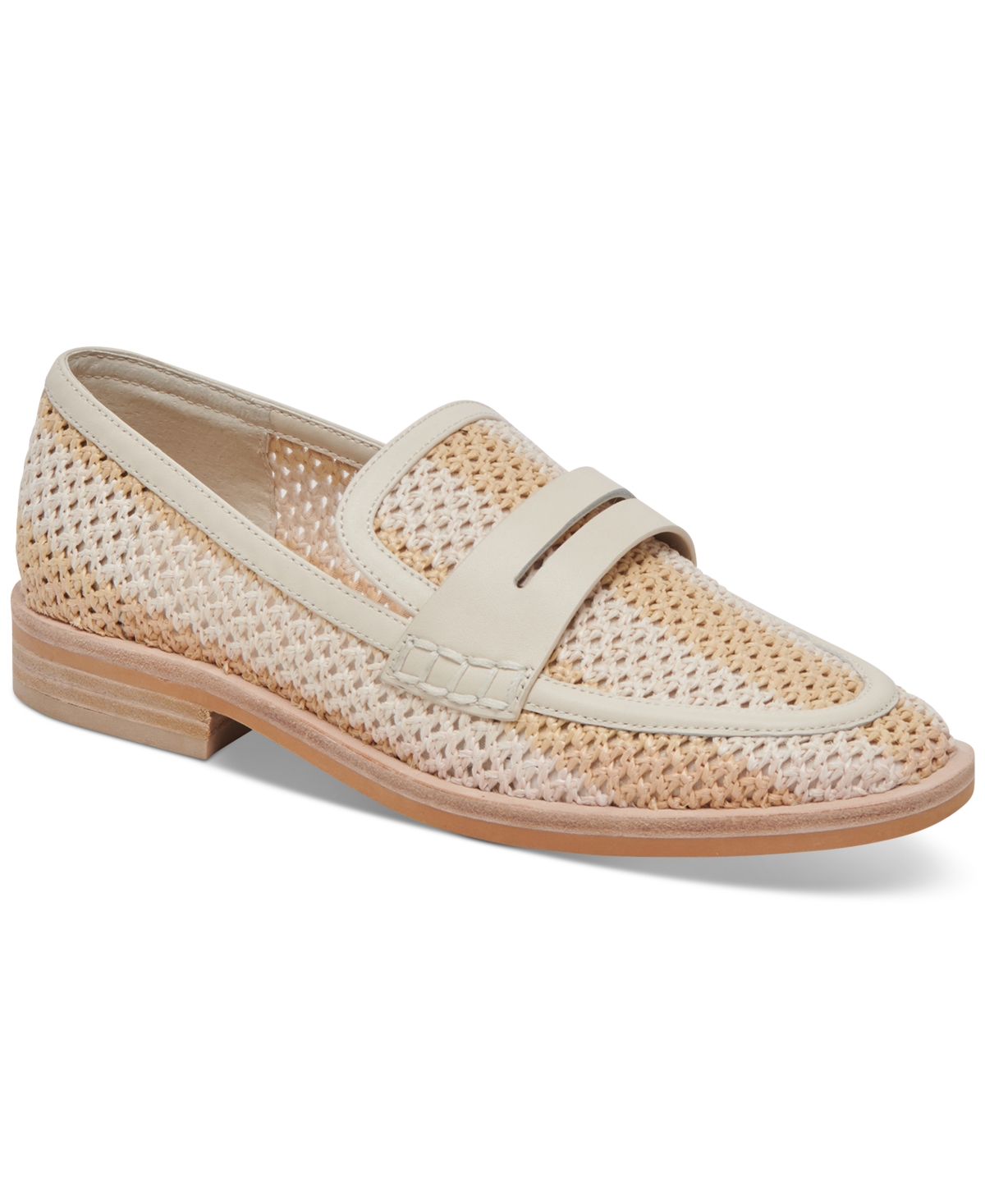 Shop Dolce Vita Women's Halley Tailored Raffia Loafer Flats In Ivory Multi