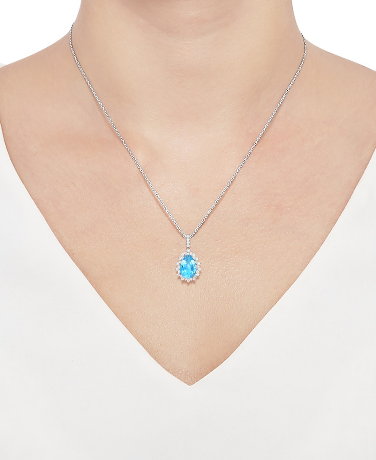 MACY'S LAB-GROWN OPAL (1 CT. T.W.) & LAB-GROWN WHITE SAPPHIRE (1/2 CT. T.W.) 18" PENDANT NECKLACE IN 14K RO 