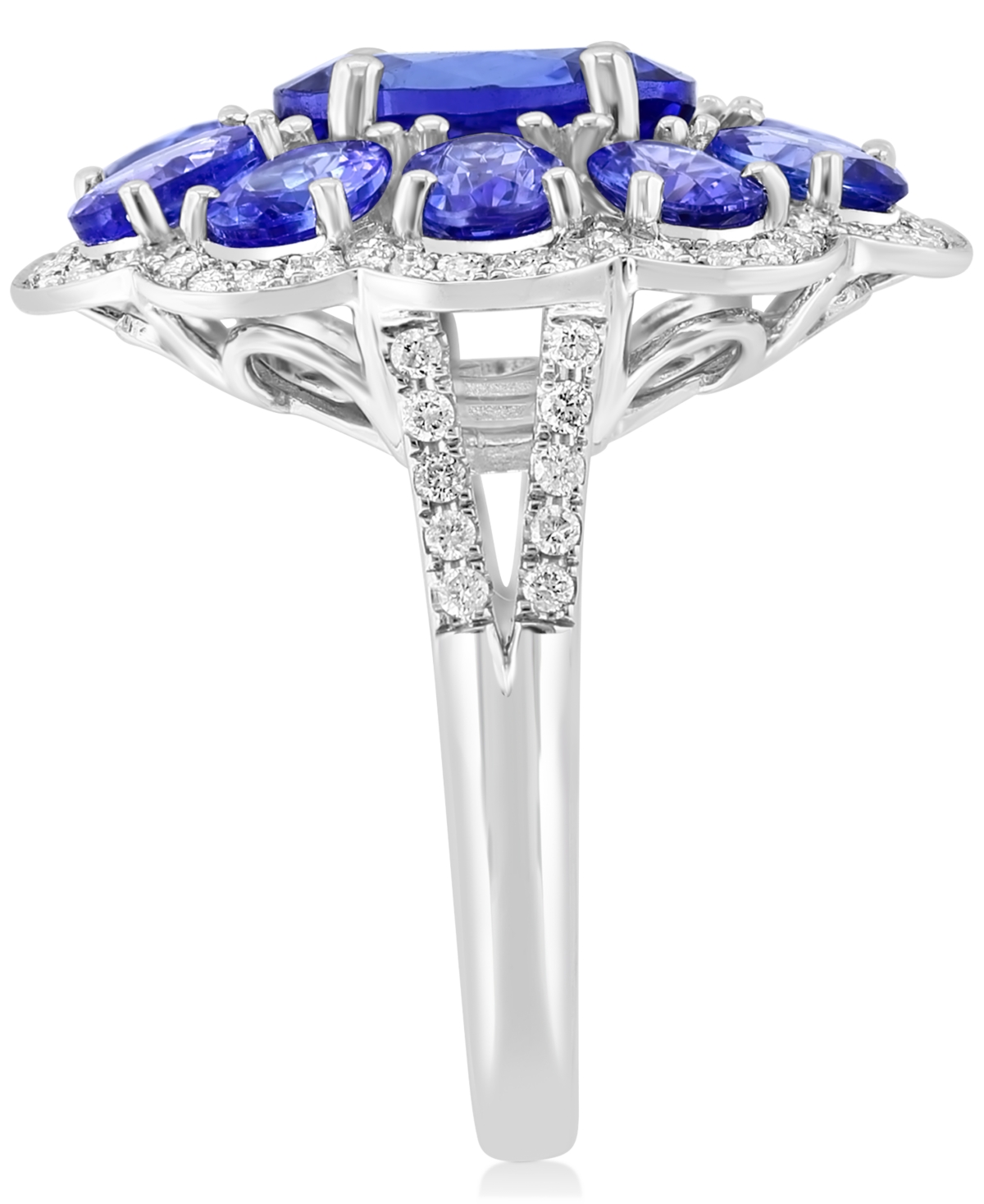 Effy Tanzanite (5-7/8 ct. t.w.) & Diamond (3/8 ct. t.w.) Flower Ring in 14k- White Gold