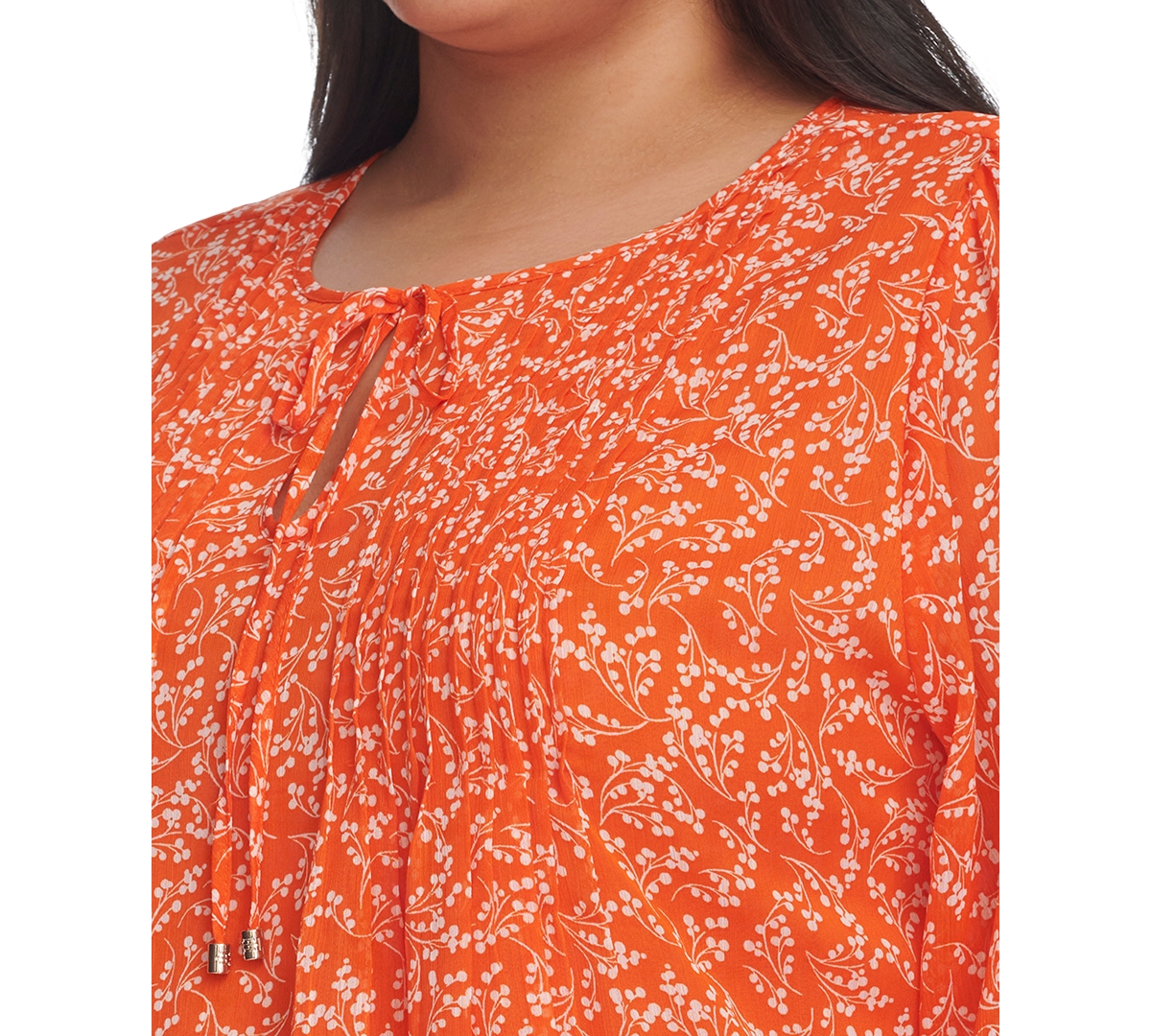 Tommy Hilfiger Plus Size Pintucked Scoop-Neck Top