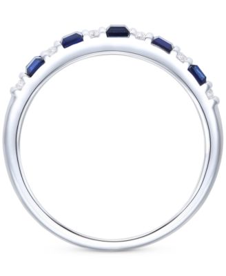 Lab-Grown Emerald (3/8 ct. t.w.) & Lab-Grown White Sapphire (1/8 ct. t.w.) Band in 14k Gold-Plated Sterling Silver (Also in Lab-Grown Blue Sapphire & Lab-Grown Ruby)