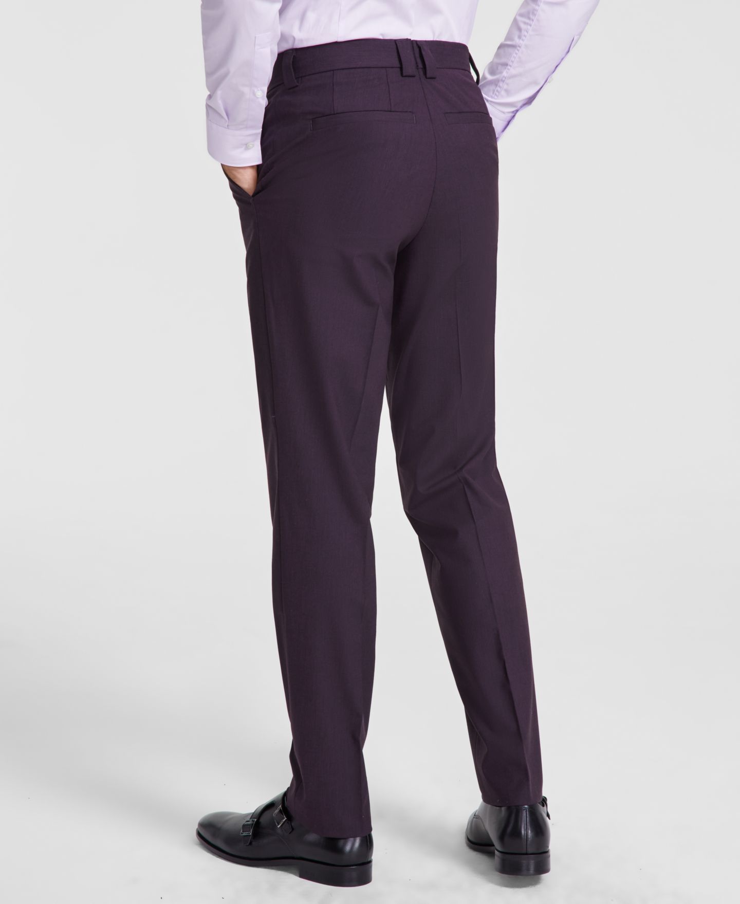 Мужские брюки Hugo Boss Modern-Fit Solid Suit Separate, цвет: Фиолетовый — фото 4