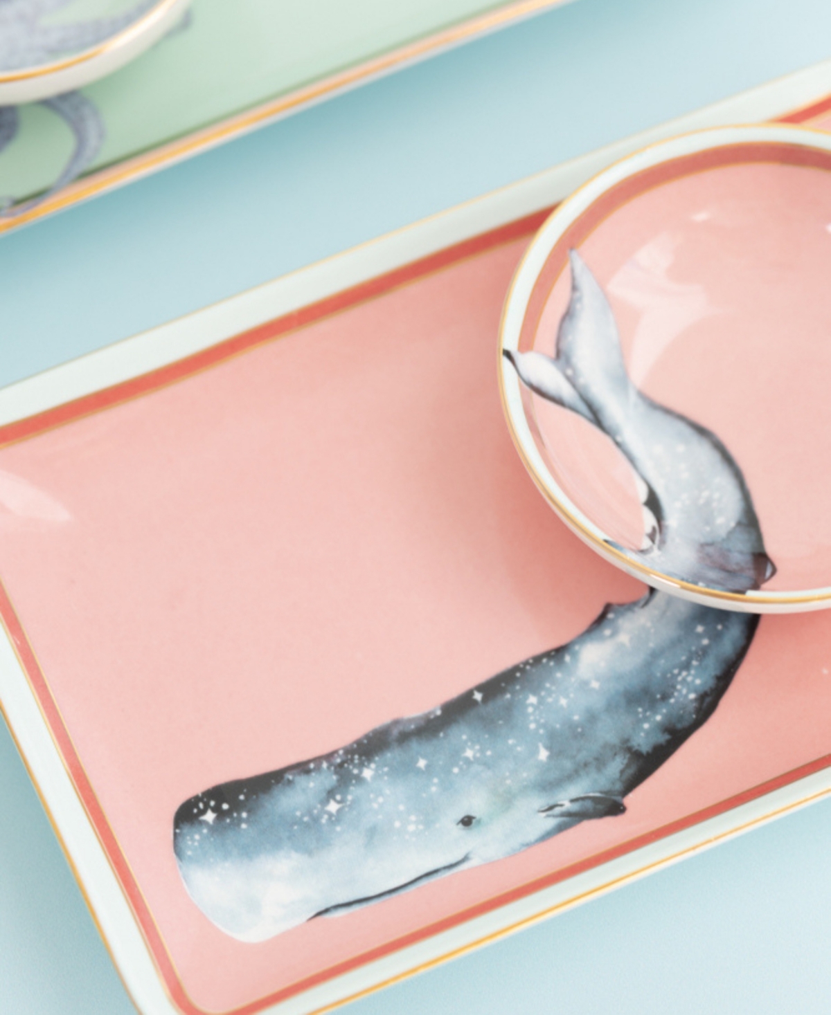 Yvonne Ellen Under The Sea Sushi Plates With Dip Bowls, Set Of 2 In Multicolor