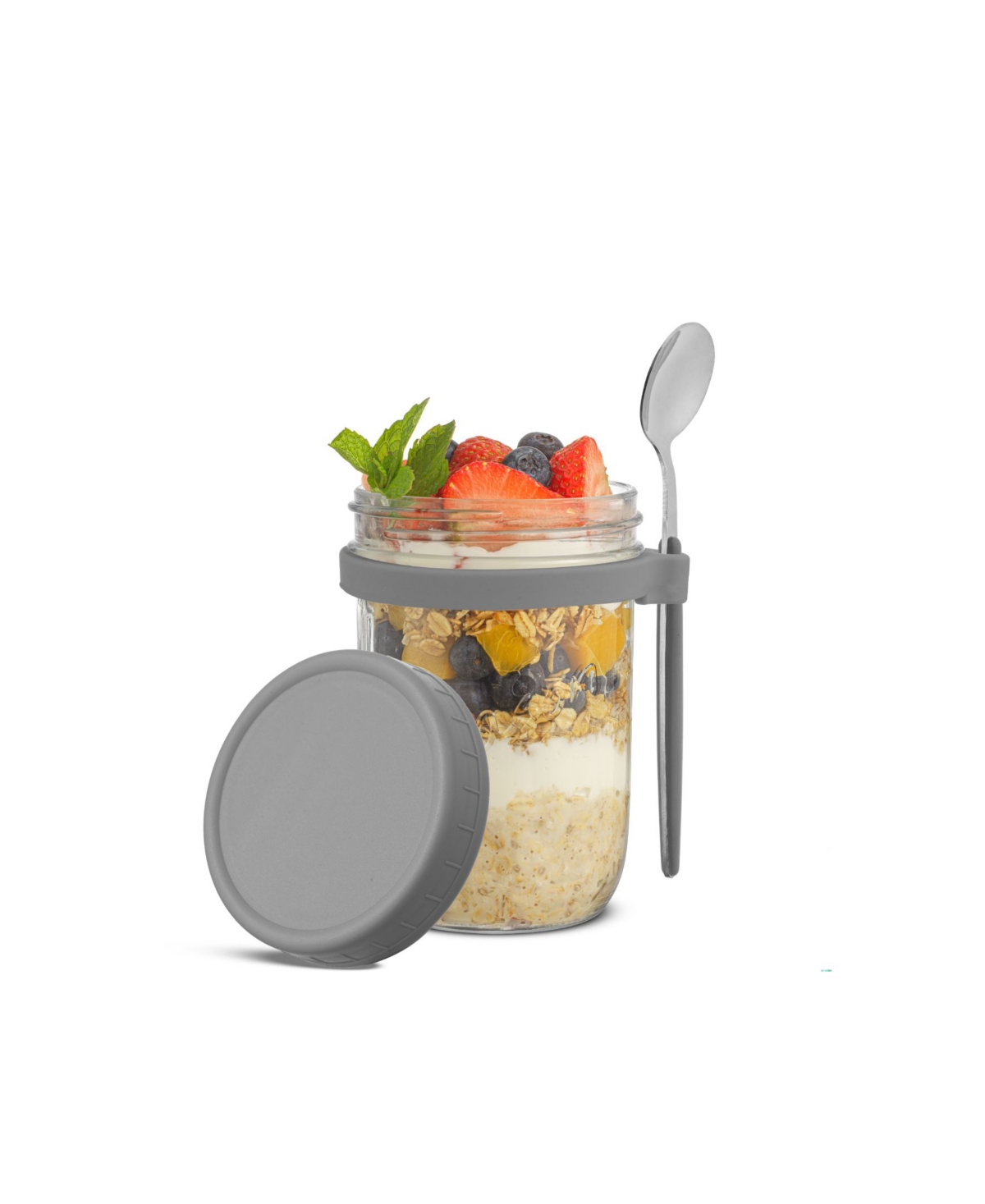 Dawn Overnight Oats Glass Containers, 16 Oz, Set of 3 - Gray