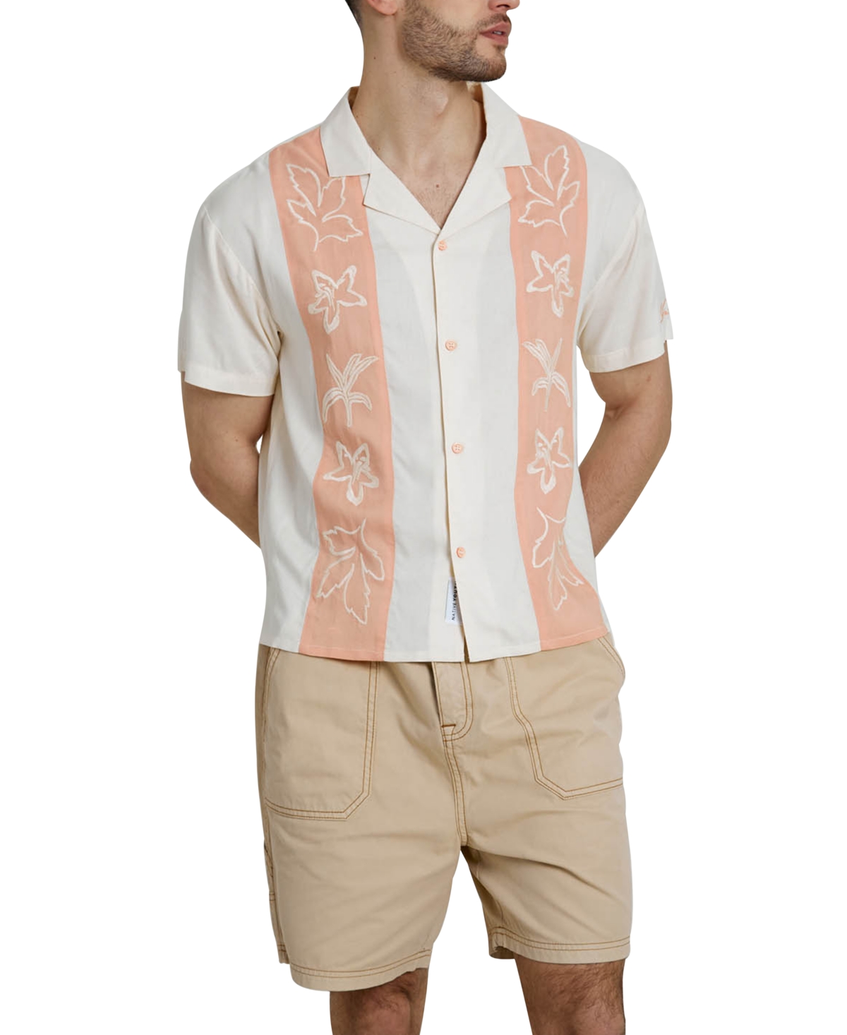 Shop Native Youth Men's Boxy-fit Floral Graphic Shirt In Peach