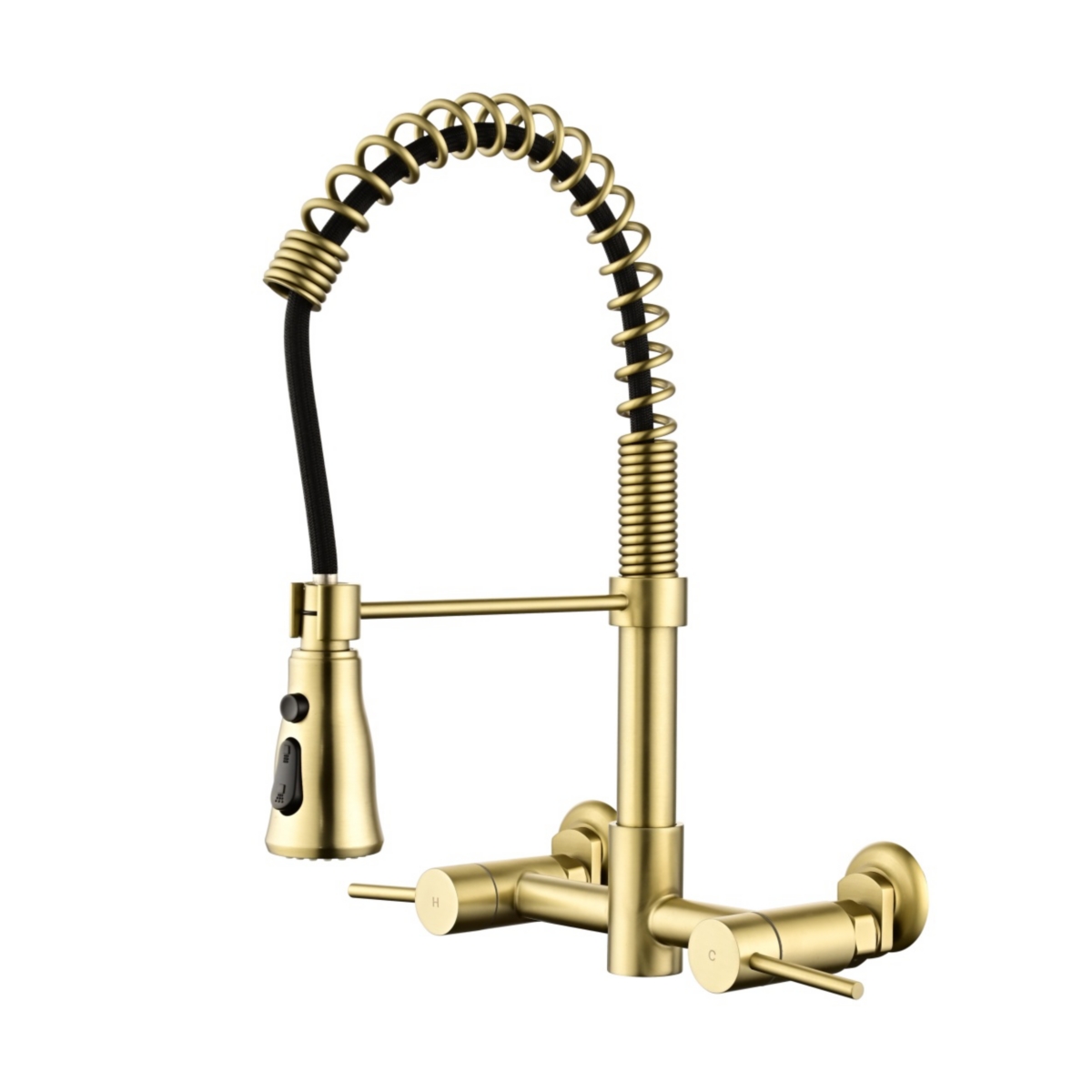 3 Functions Wall Mounted Bridge Kitchen Faucet - Gold