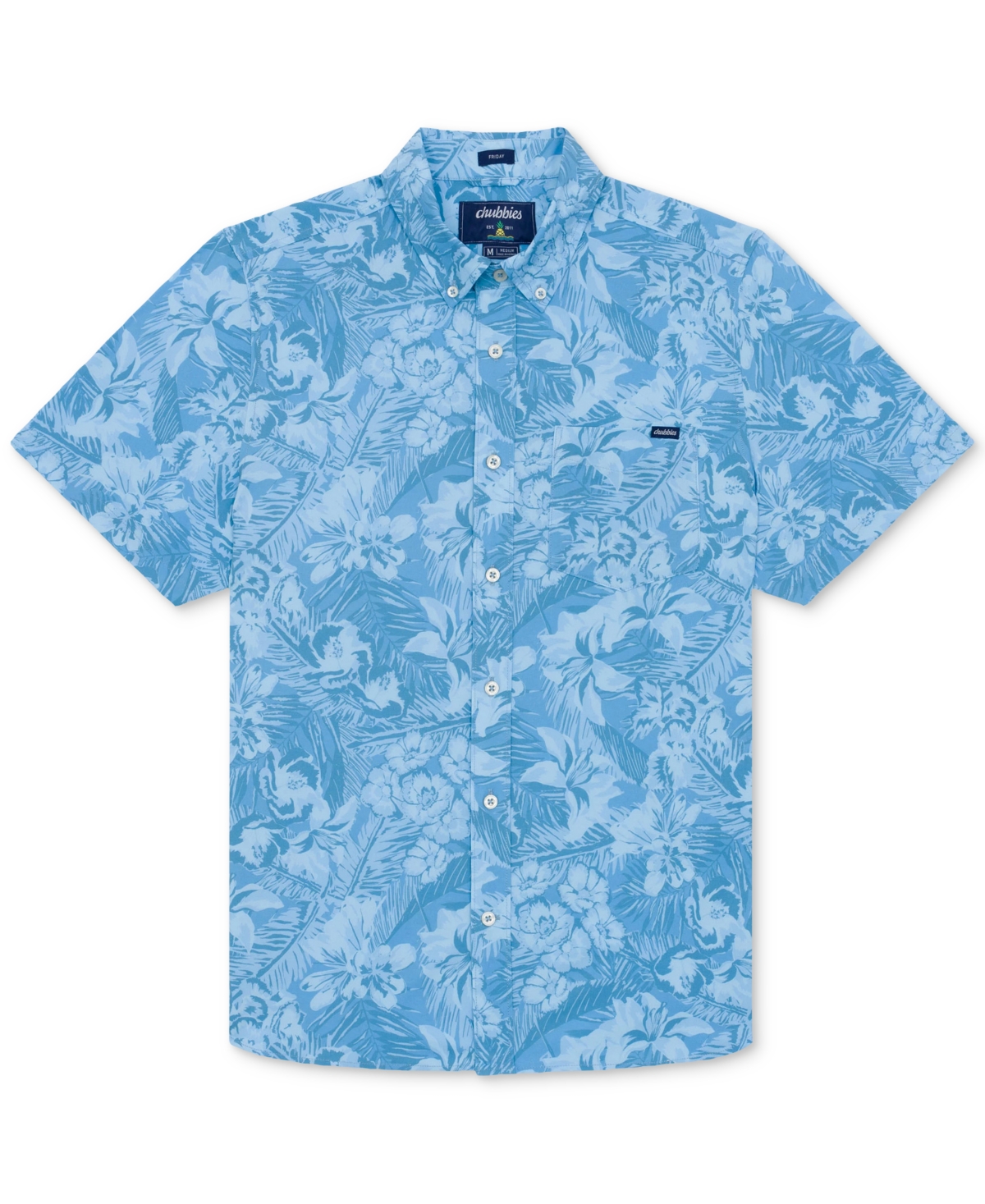 Shop Chubbies Men's Shake'm On Down Short Sleeve Button-down Performance Shirt In Dusty Blue