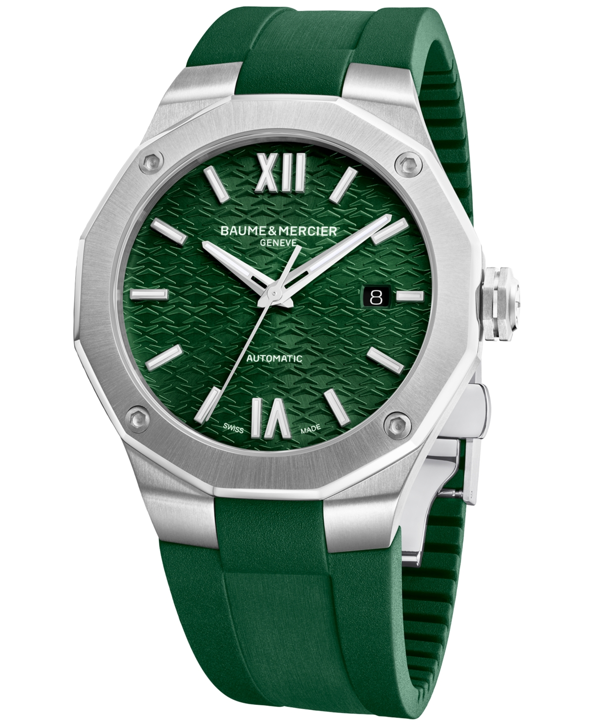 Shop Baume & Mercier Men's Swiss Automatic Riviera Green Rubber Strap Watch 42mm In No Color
