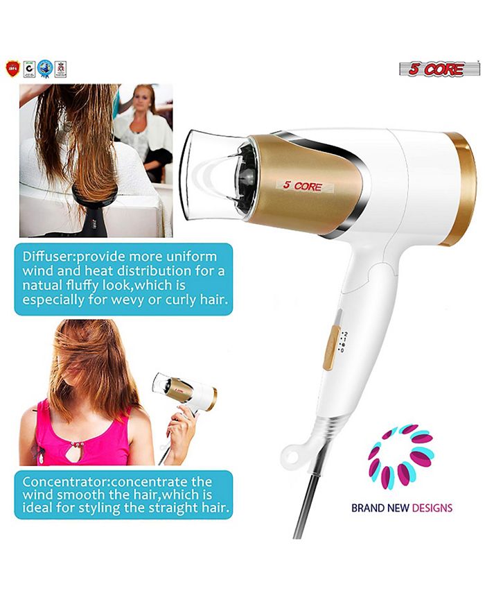 5 Core Hair Dryer with Diffuser 1875W AC Motor Blow Dryers w Ceramic