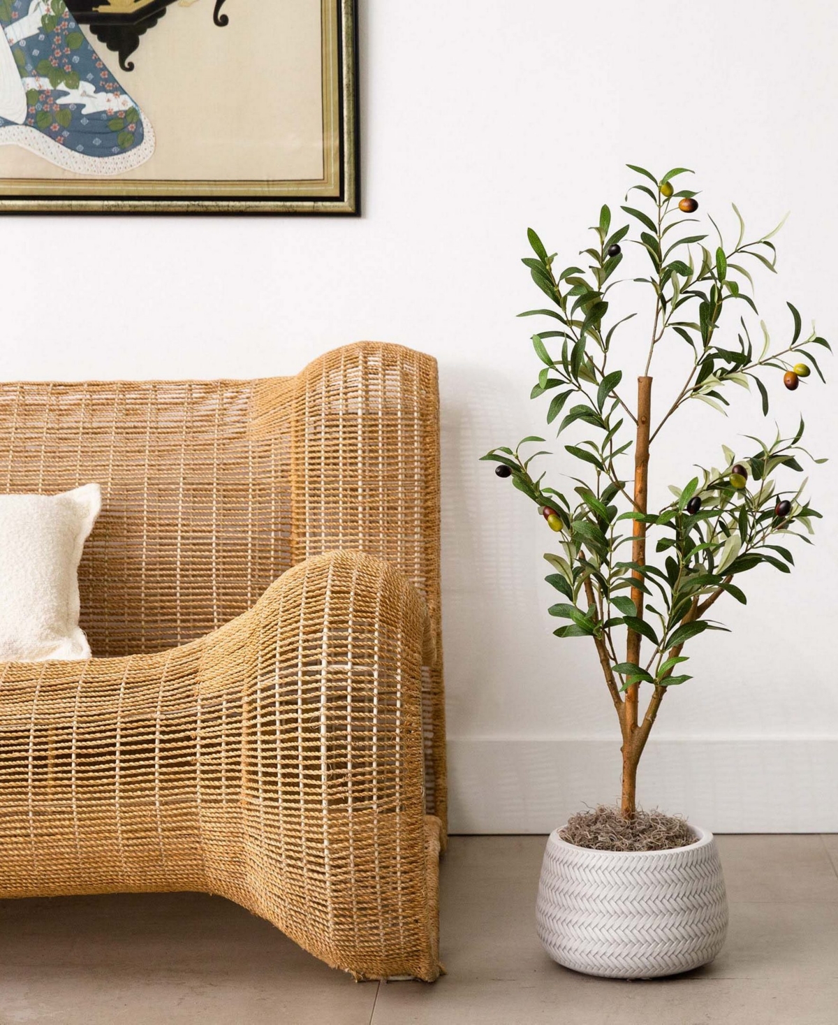 Nearly Natural 3ft. Artificial Olive Tree With Natural Trunk In Green