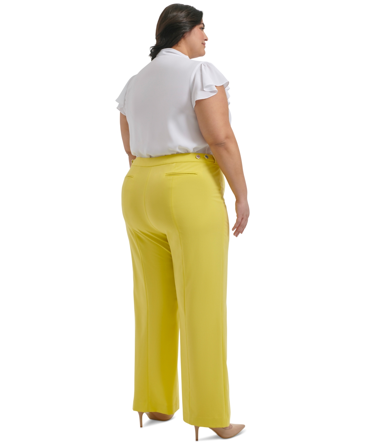 Shop Calvin Klein Plus Size Lux Highline Tab-waist Pants In Pear