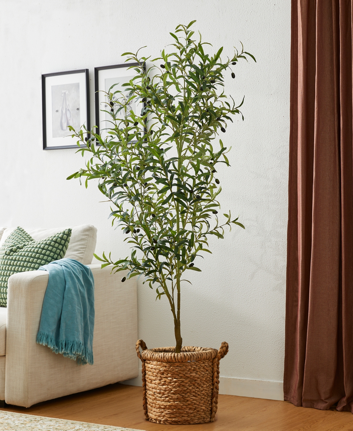Glitzhome 6ft. Faux Olive Tree In Pot In Multi