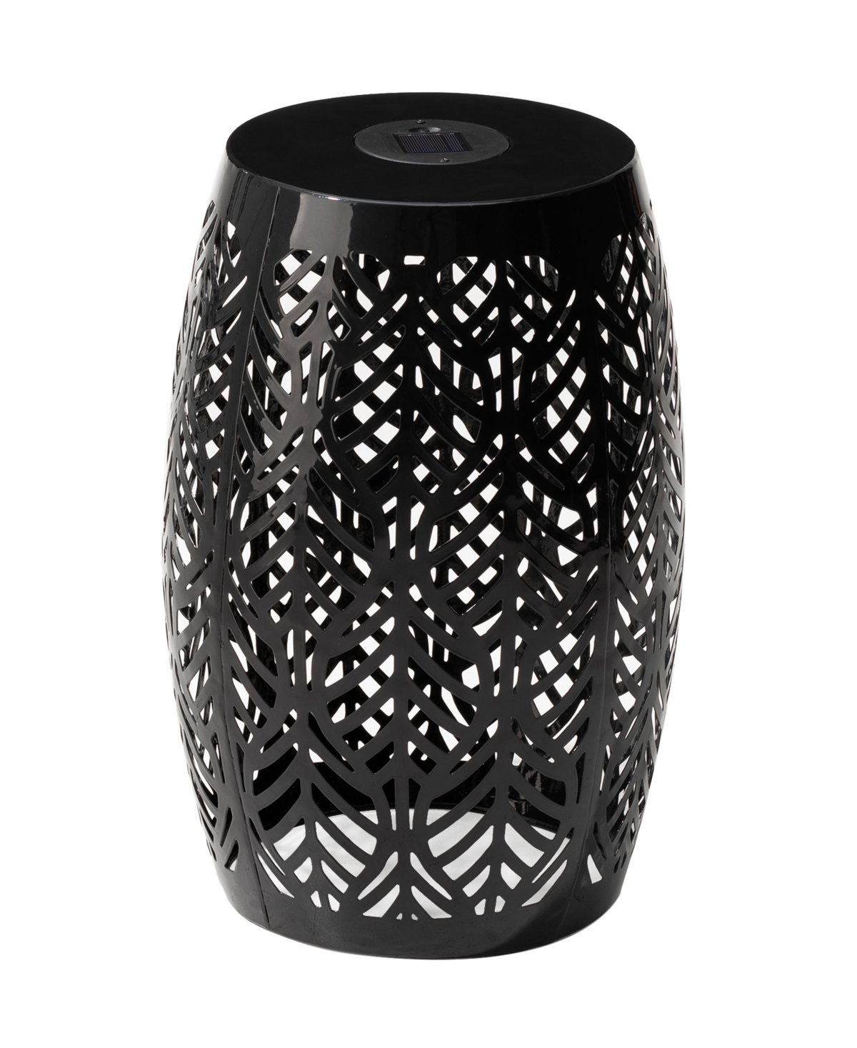 Multi-Functional Black Iron Leaf Pattern Solar Powered Garden Stools or Planter Stand - Black