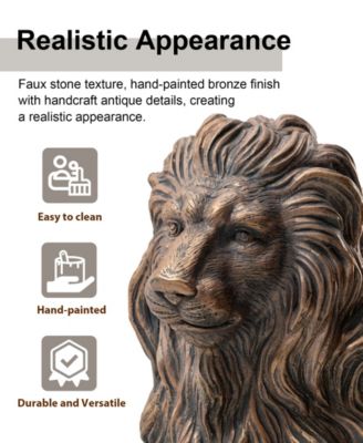 Oversized Bronze Sitting Lion Garden Statue