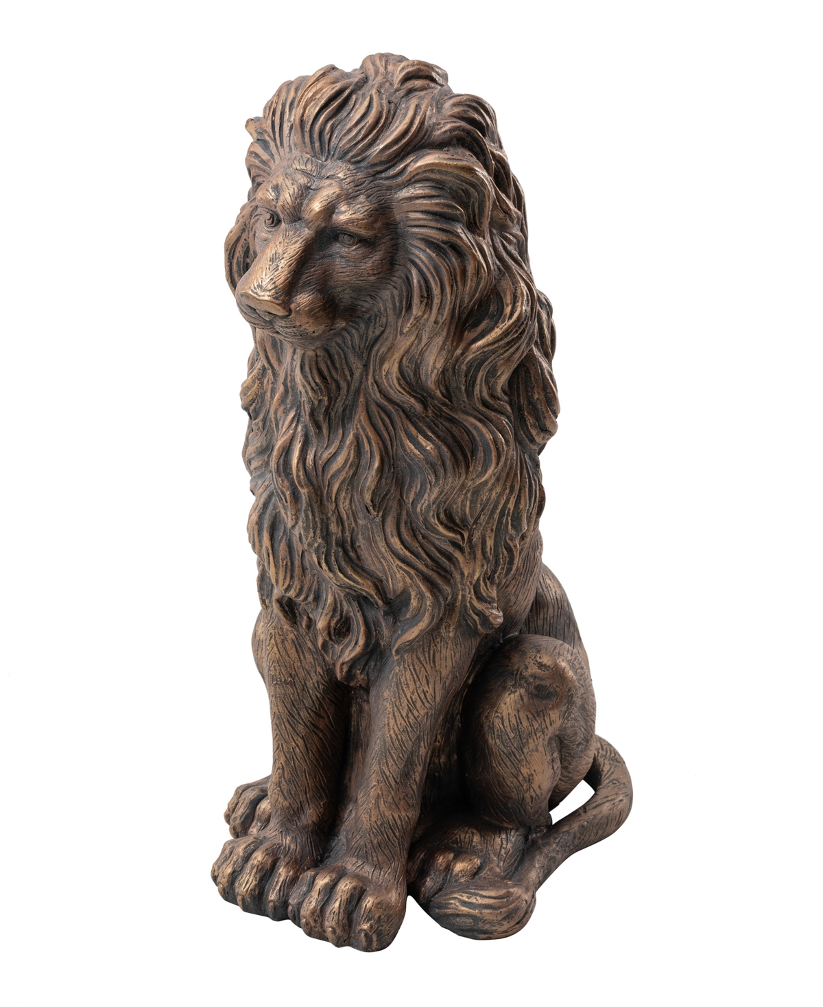 Glitzhome Oversized Bronze Sitting Lion Garden Statue In Bronze