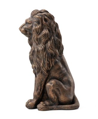 Set of 2 Oversized Bronze Sitting Lion Garden Statue