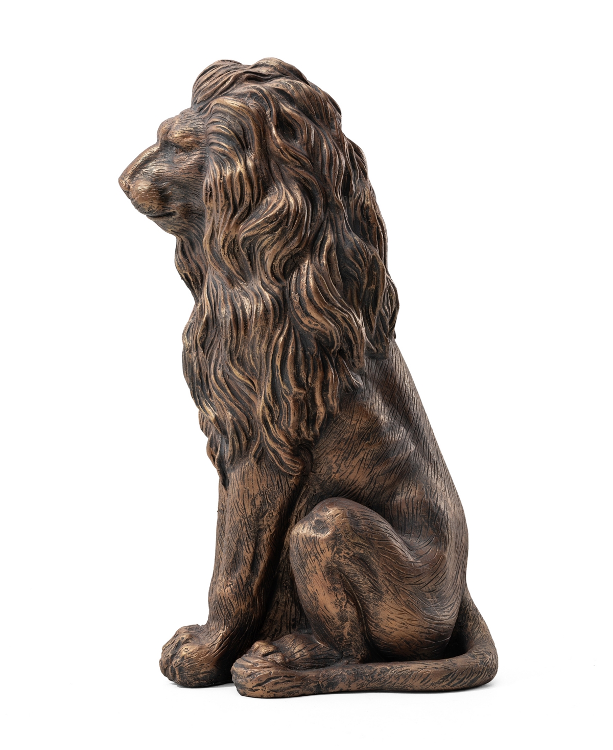 Glitzhome Set Of 2 Oversized Bronze Sitting Lion Garden Statue In Bronze