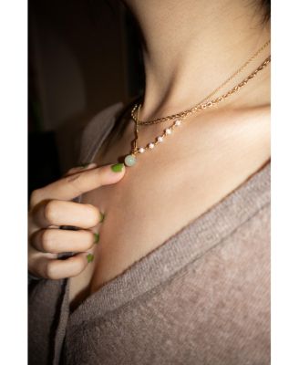 Isla — Green jade and freshwater pearl necklace