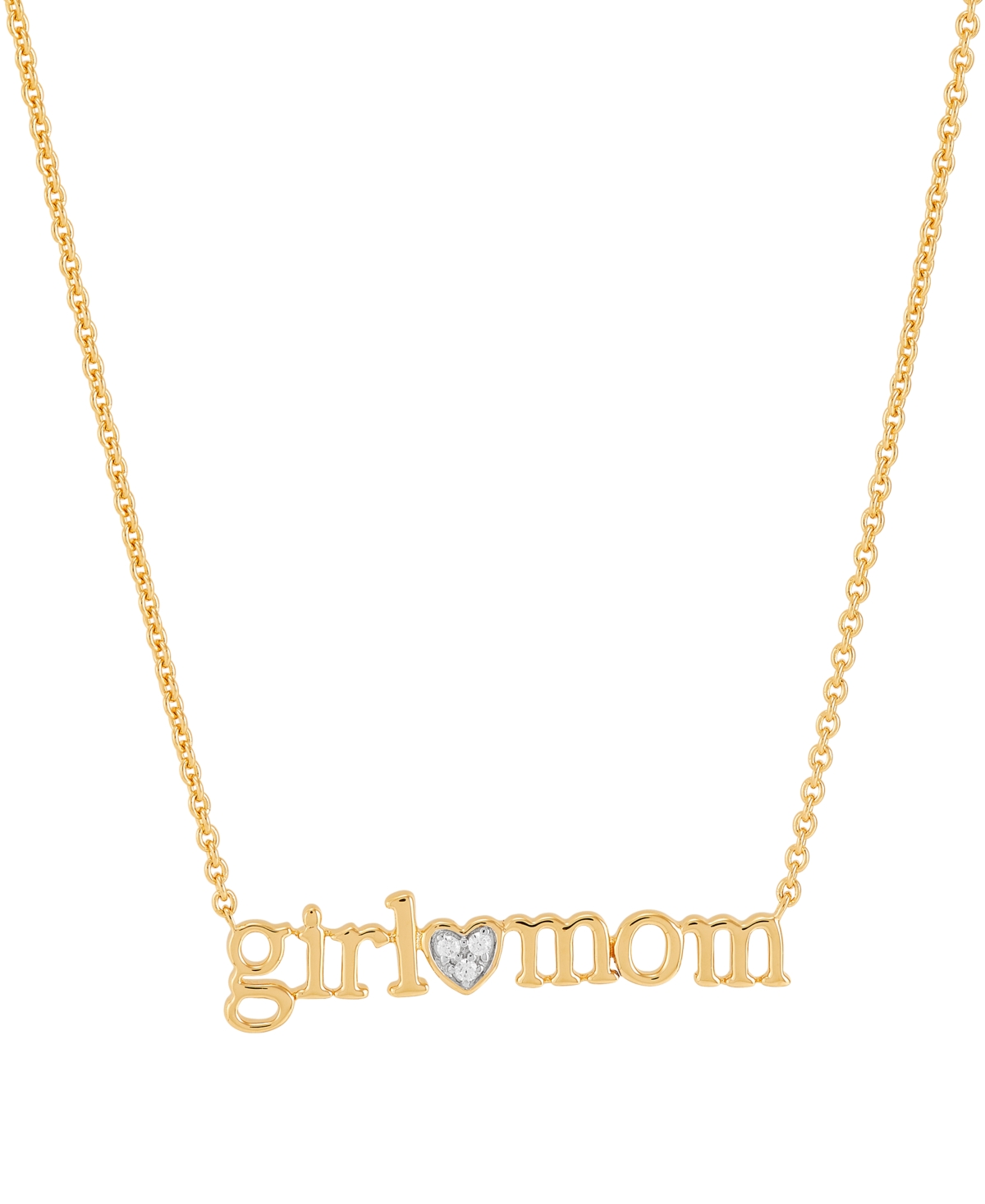 Diamond Accent Girl Mom Pendant Necklace in Sterling Silver or 14k Gold-Plated Sterling Silver, 16" + 2" extender - Gold-Plated Sterling Silver