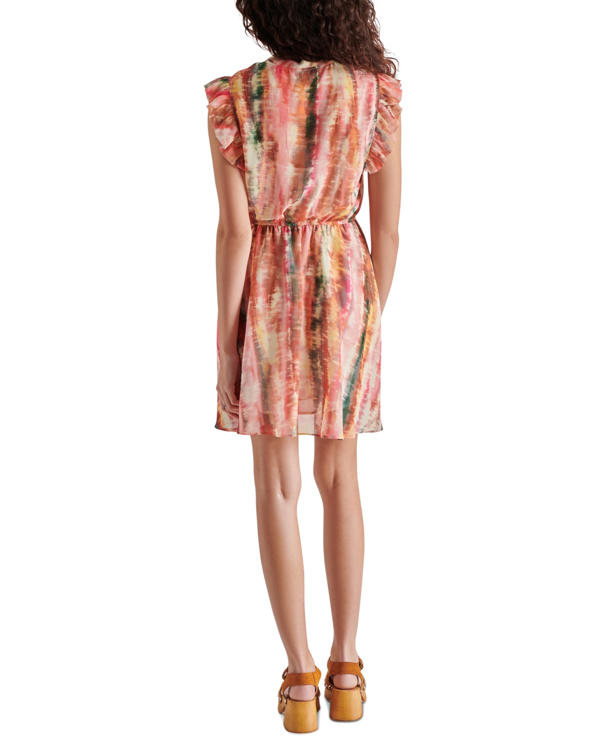 Shop Steve Madden Women's Alle Printed Flutter-sleeve Elastic-waist Dress In Multi