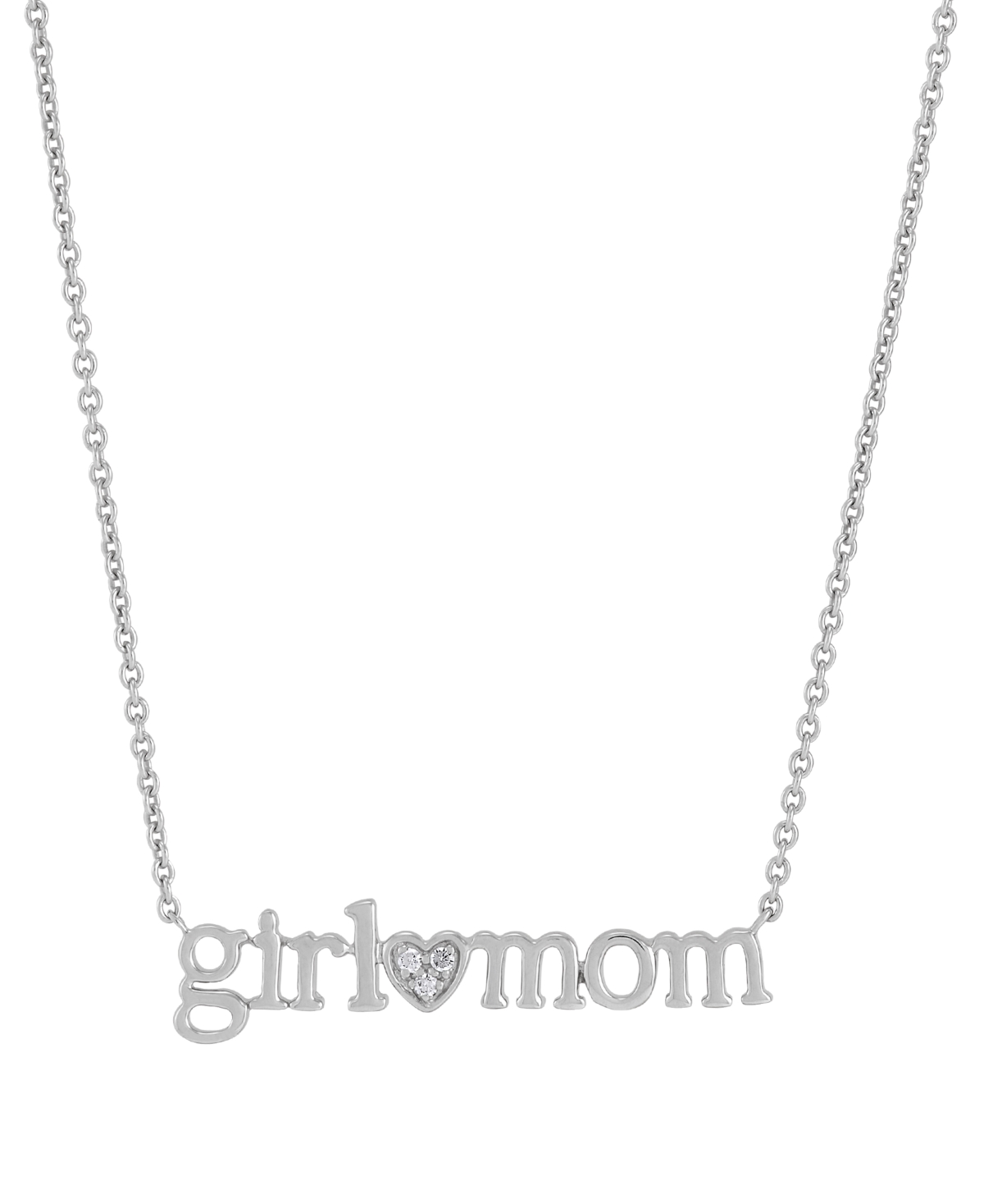 Shop Macy's Diamond Accent Girl Mom Pendant Necklace In Sterling Silver Or 14k Gold-plated Sterling Silver, 16" 