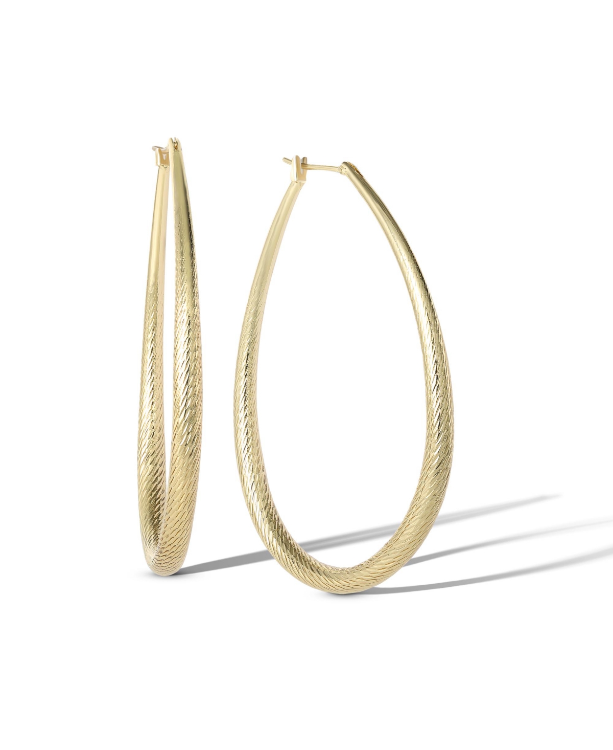 Womens Oval Textured Hoop Earrings - Gold or Silver-Tone Large Hoop Earrings - Gold